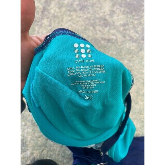 Title Nine Blue Pattern Two-Piece Tankini Set 36C Top XL Bottom Swimsuit - Picture 6 of 10